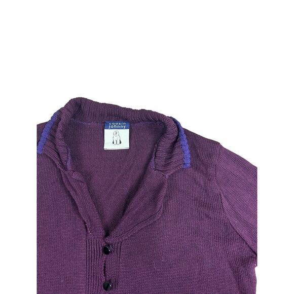 Cousin Johnny Embroidered Cardigan Sweater Sz Small Purple Applique Flowers65 - Picture 4 of 8